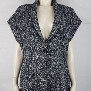 Pendleton black white thick cotton wool blend single button cardigan women Large
